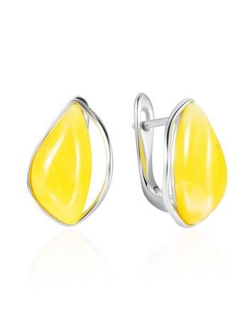 Voluminous Yellow Amber Earrings, image 