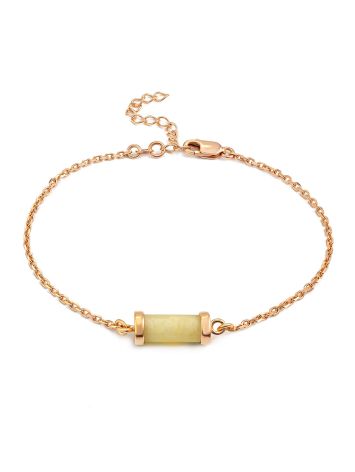 Trendy Gilded Chain Bracelet With Amber, image 