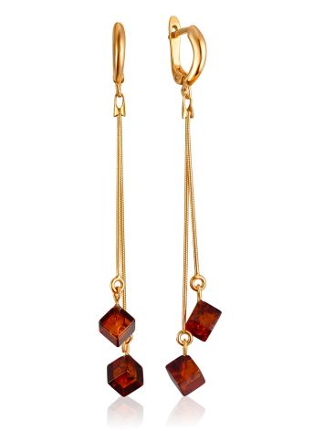 Gilded Chain Earrings With Natural Amber, image 