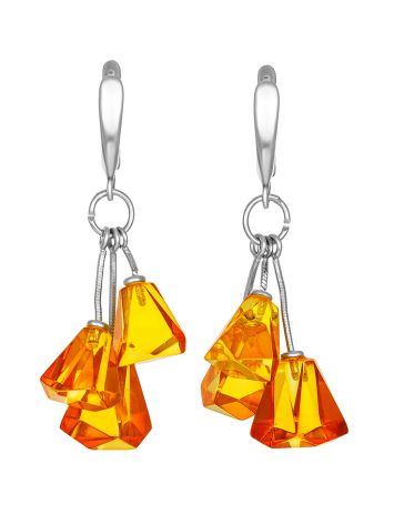 Chic Chandelier Motif Earrings With Amber, image 