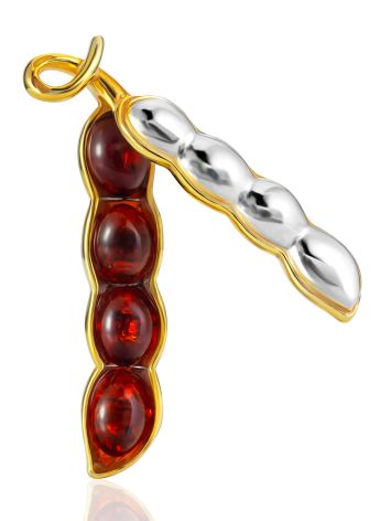 Glossy Amber Pea Pod Brooch, image 