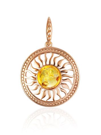 Sun Motif Pendant With Lemon Amber Centerstone, image 