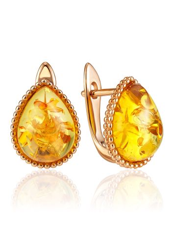 Lustrous Lemon Amber Earrings, image 