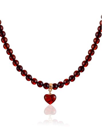 Chic Amber Choker Necklace With Heart Pendant, image 
