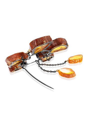 Exquisite Amber Flower Brooch, image , picture 3