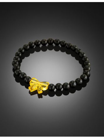 Beaded Amber Bracelet With Luminous Bow, image , picture 2