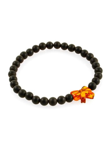 Chic Amber Beaded Bracelet With Lustrous Bow For Kids, image , picture 3