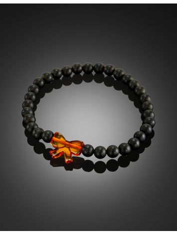 Chic Amber Beaded Bracelet With Lustrous Bow For Kids, image , picture 2