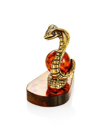 Декоративная фигурка «Змейка кобра» на янтарной подставке, image , picture 3
