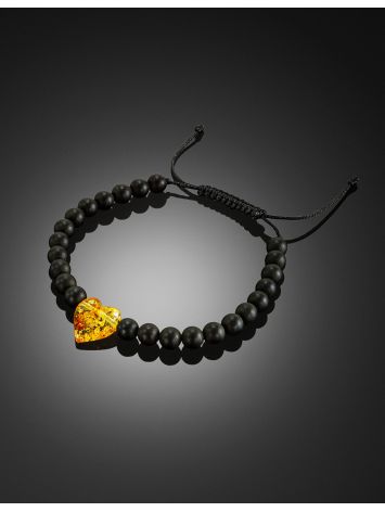 Cute Heart Motif Amber Shamballa Bracelet For Kids, image , picture 2