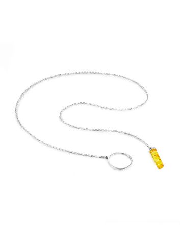 Designer Y-Necklace With Amber Bar Pendant, image , picture 4
