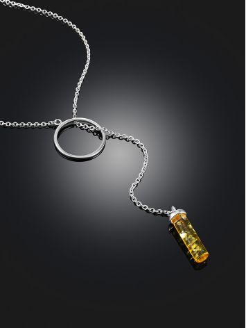 Designer Y-Necklace With Amber Bar Pendant, image , picture 2