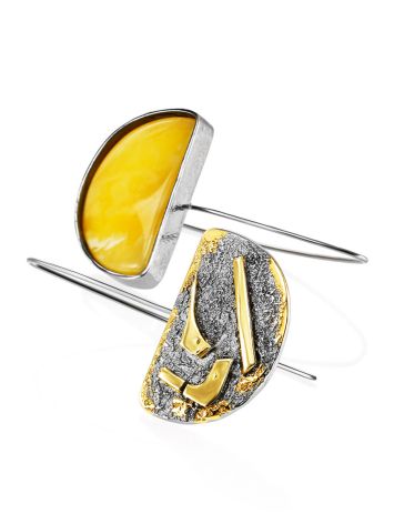 Striking asymmetrical amber hook earrings, image , picture 4