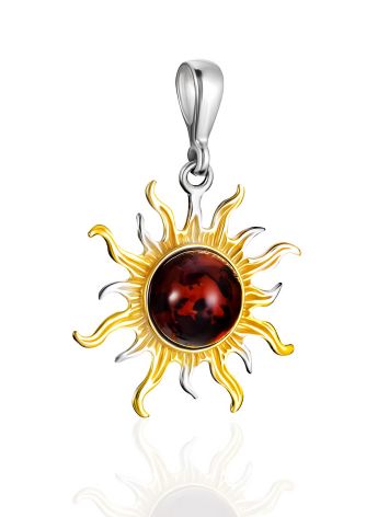 Sun Motif Bicolor Pendant With Amber, image , picture 4