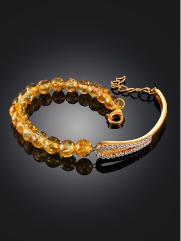 Chic Gilded Bracelet With Amber Beads And Crystals, image , picture 2