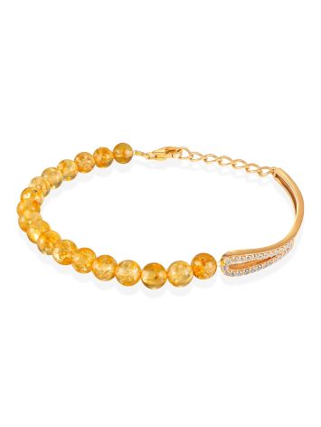 Chic Gilded Bracelet With Amber Beads And Crystals, image , picture 3
