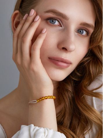 Chic Gilded Bracelet With Amber Beads And Crystals, image , picture 4