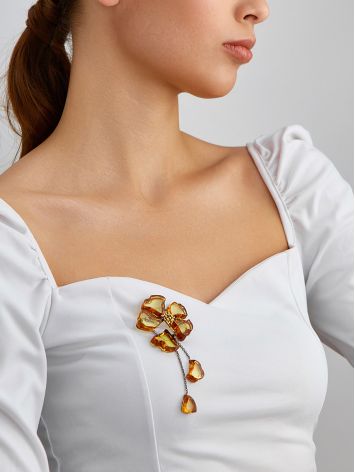 Exquisite Amber Flower Brooch, image , picture 4