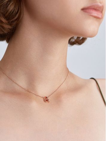 Милое минималистичное колье с янтарём коньячного оттенка «Крабик», image , picture 3