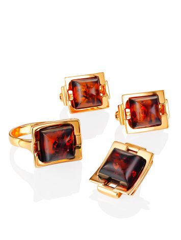 Classy Gilded Pendant With Natural Baltic Amber, image , picture 5