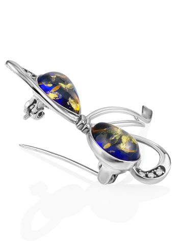 Classy Bow Motif Brooch With Blue Amber, image , picture 4