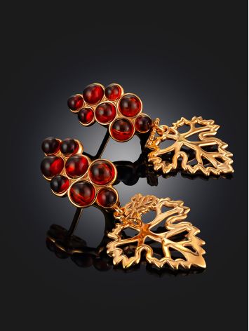 Grapevine Motif Amber Earrings, image , picture 2