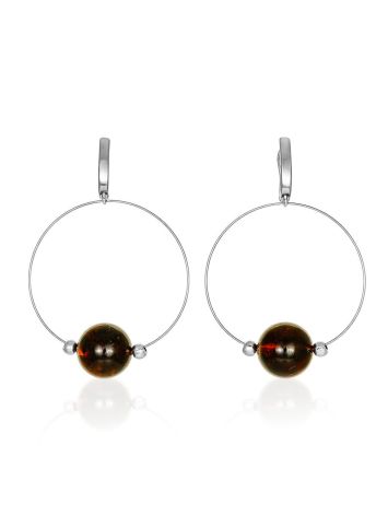 Bold Hoop Earrings With Amber, image 