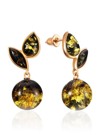 Chic Green Amber Apple Earrings, image 