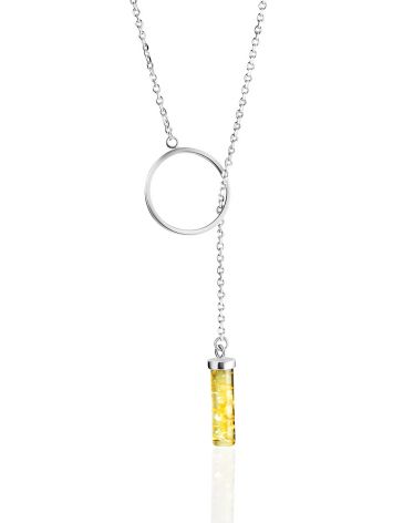 Designer Y-Necklace With Amber Bar Pendant, image 