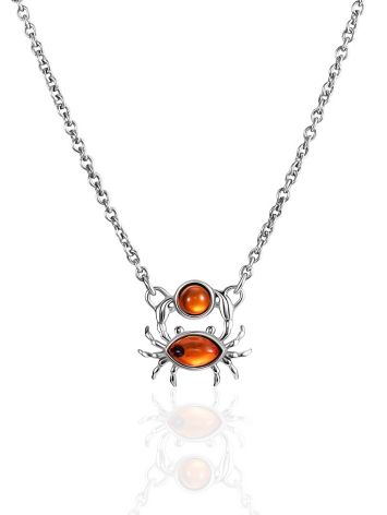 Chain Necklace With Amber Crab Pendant, image 