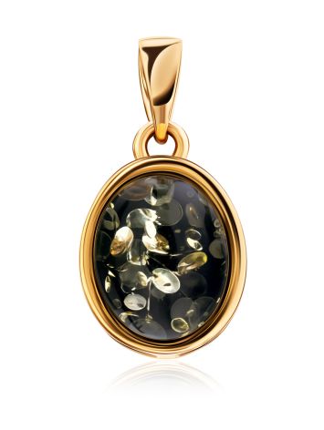 Миниатюрная овальная подвеска «Амиго» с зелёным янтарём, image , picture 3