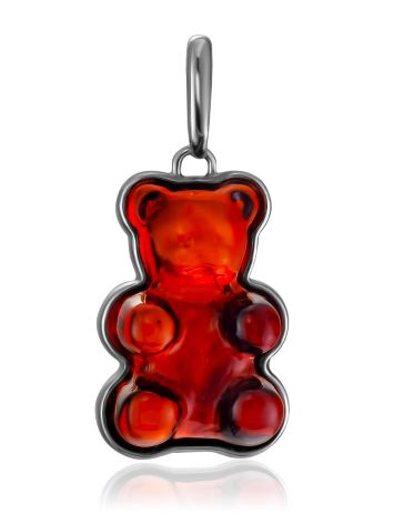 Tiny Amber Teddy Bear Pendant, image 