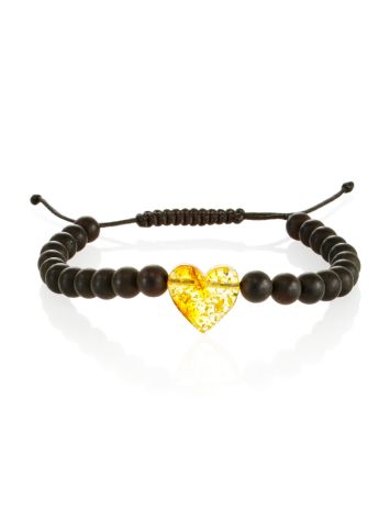 Cute Heart Motif Amber Shamballa Bracelet For Kids, image 