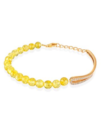 Refined Gilded Bracelet With Amber And Crystals, image 