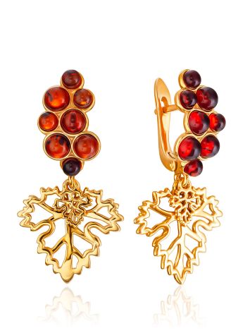 Grapevine Motif Amber Earrings, image 