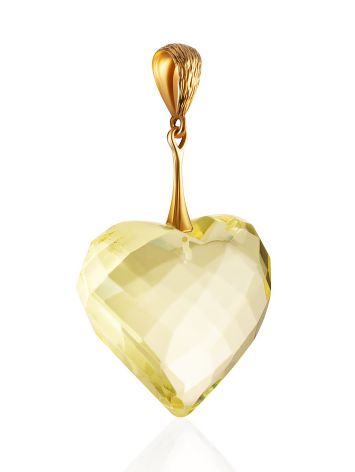 Luminous Faceted Amber Heart Pendant, image , picture 3