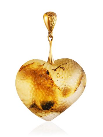 Bold Textured Amber Heart Pendant, image , picture 3