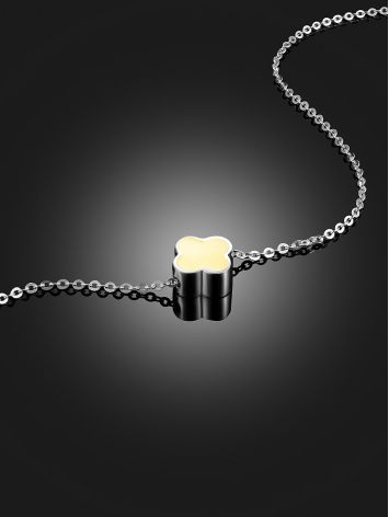 Chain Necklace With Amber Clover Pendant, image , picture 2