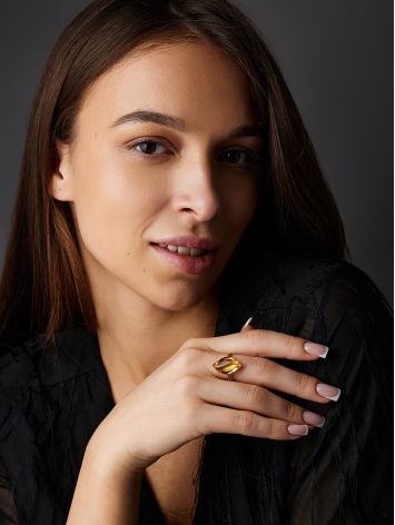 Chic Gold Citrine Ring, Ring Size: 9 / 19, image , picture 3
