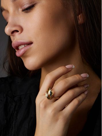 Golden Cocktail Ring With Faceted Citrine, Ring Size: 8 / 18, image , picture 3