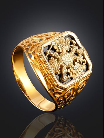 Statement Signet Ring With Two-Headed Eagle, Ring Size: 11.5 / 21, image , picture 2