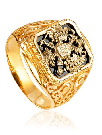Statement Signet Ring With Two-Headed Eagle, Ring Size: 11.5 / 21, image 