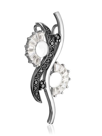Floral Design Pendant With Black And White Crystals, image , picture 3