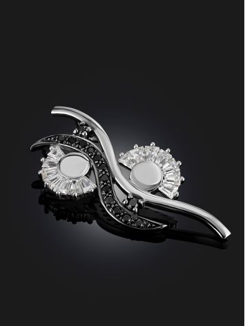 Floral Design Pendant With Black And White Crystals, image , picture 2