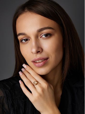 Geometric Gold Citrine Ring, Ring Size: 7 / 17.5, image , picture 5