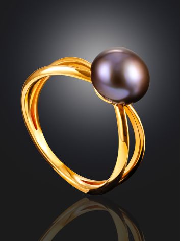 Minimalist Dark Pearl Ring, Ring Size: 6 / 16.5, image , picture 2