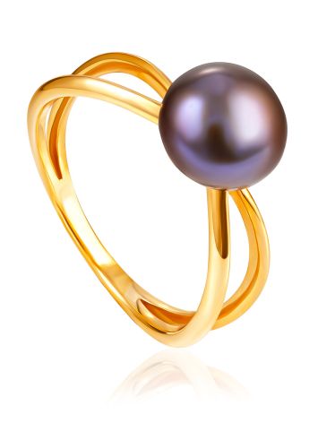 Minimalist Dark Pearl Ring, Ring Size: 6 / 16.5, image 