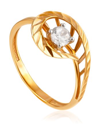 Cut Out Design Ring With Crystal, Ring Size: 5.5 / 16, image 
