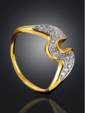 Wavy Ring With Crystals, Ring Size: 7 / 17.5, image , picture 2