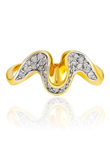 Wavy Ring With Crystals, Ring Size: 7 / 17.5, image , picture 3